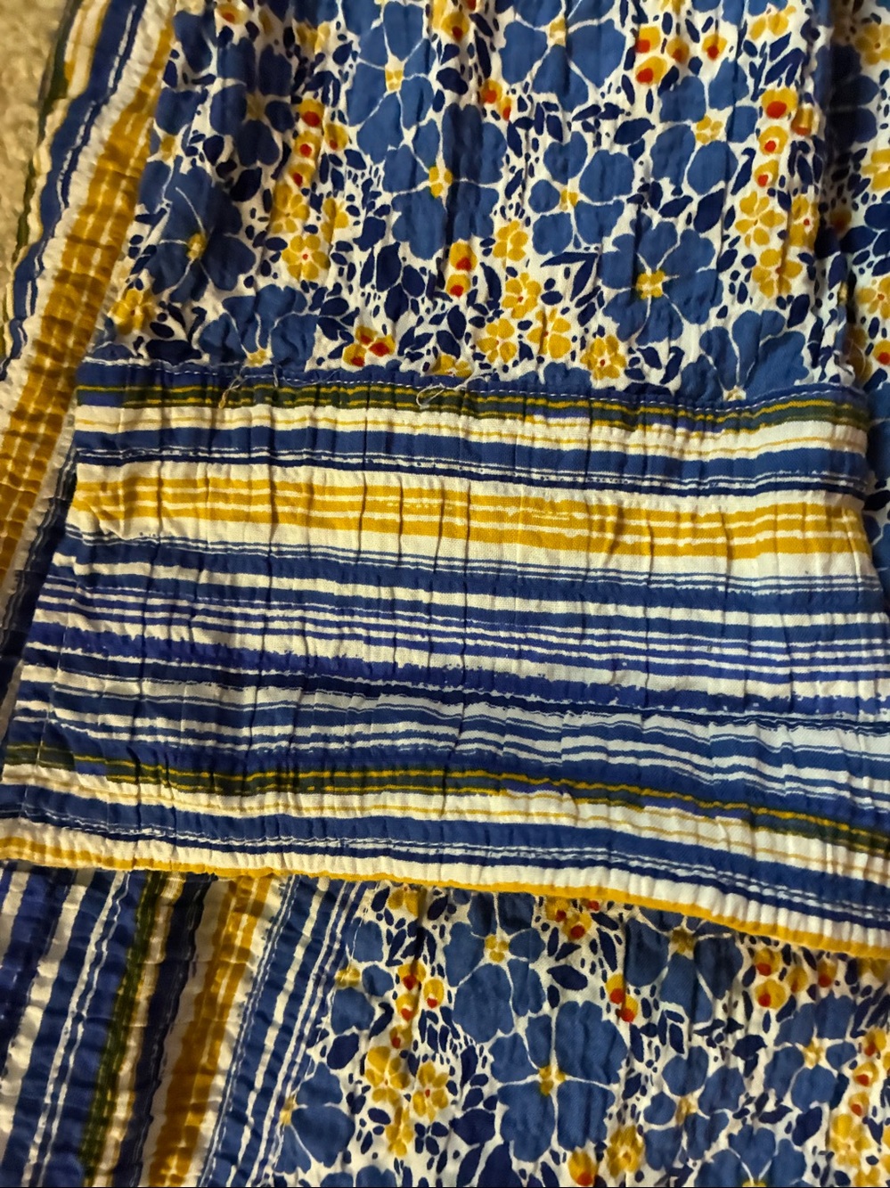 Blue and Yellow Floral Button-Up women’s shirt - Picture 2 of 8